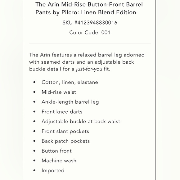 Anthropologie the Arin Mid Rise Button Pants by Pilcro - Picture 8 of 8